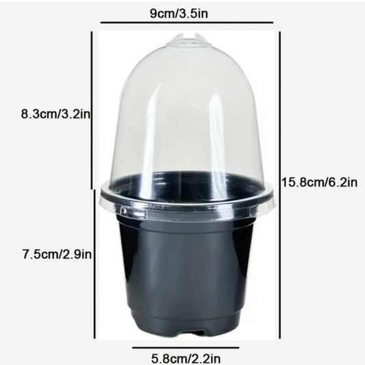 Plastic Propagation Pot w/ Moisture Dome (Black)