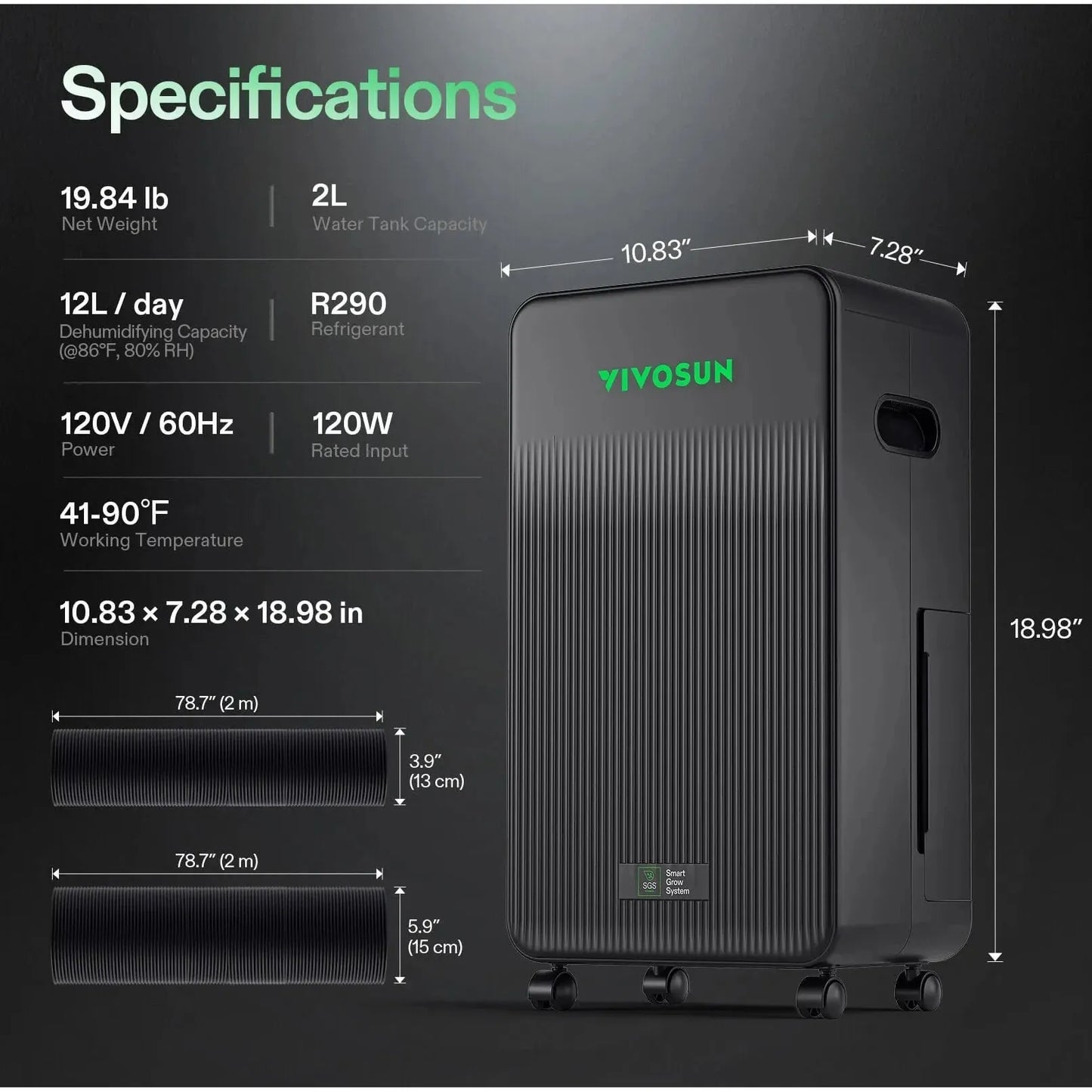 VIVOSUN - AERODRAIN D12 DEHUMIDIFIER