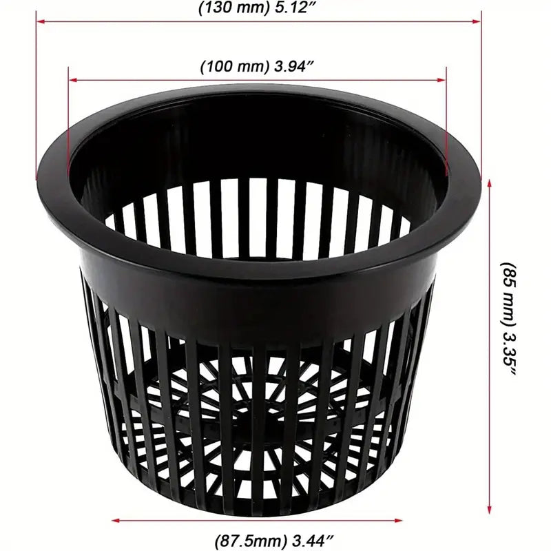 85mm Black Plastic Mesh Net Cups with Drainage Holes