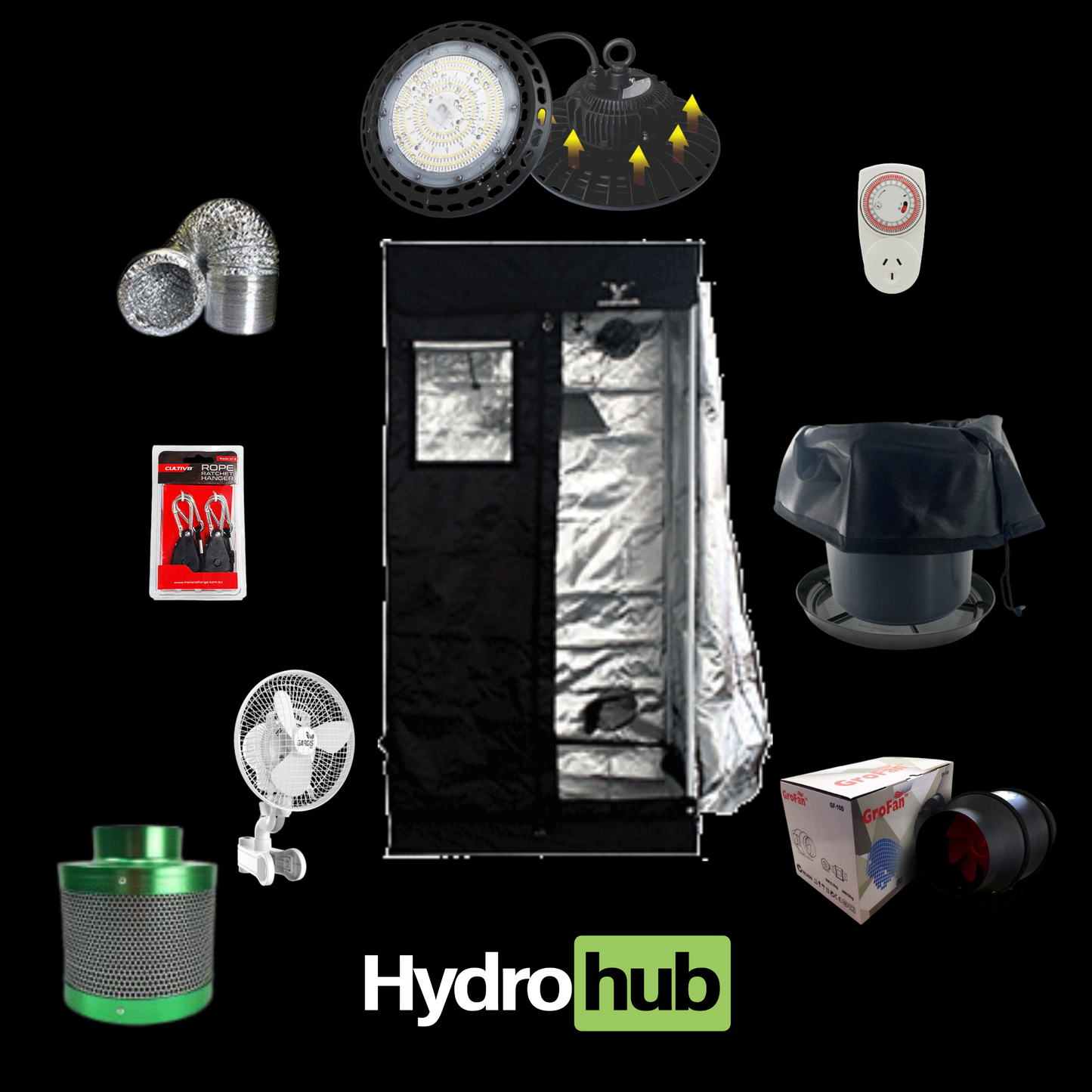 .8 x .8 x 1.6M - Pro Grow 200w LED Grow Kit