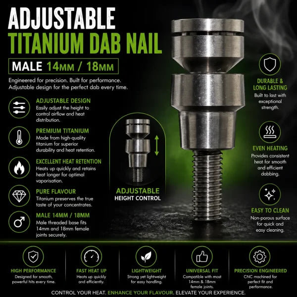 Adjustable Titanium Dab Nail Male 14mm / 18mm