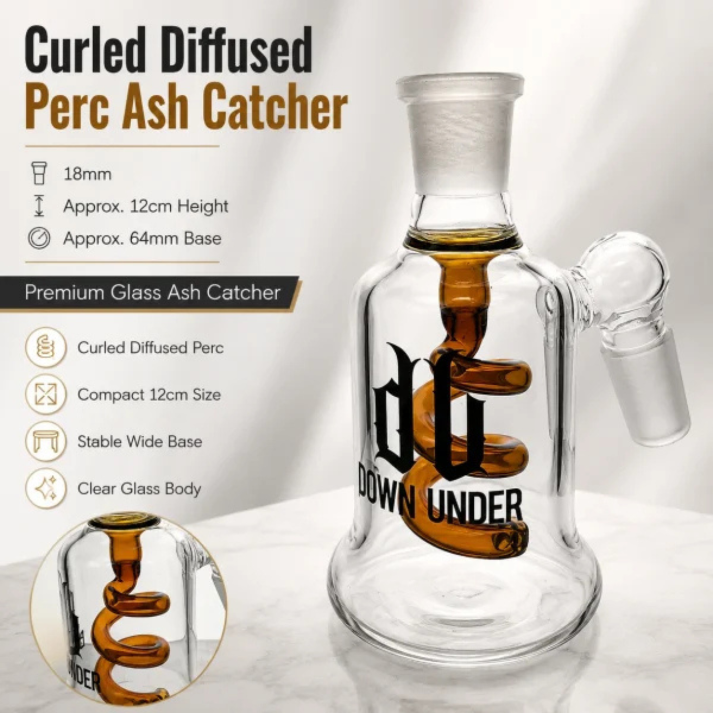 Curled Diffused Perc Ash Catcher 18mm