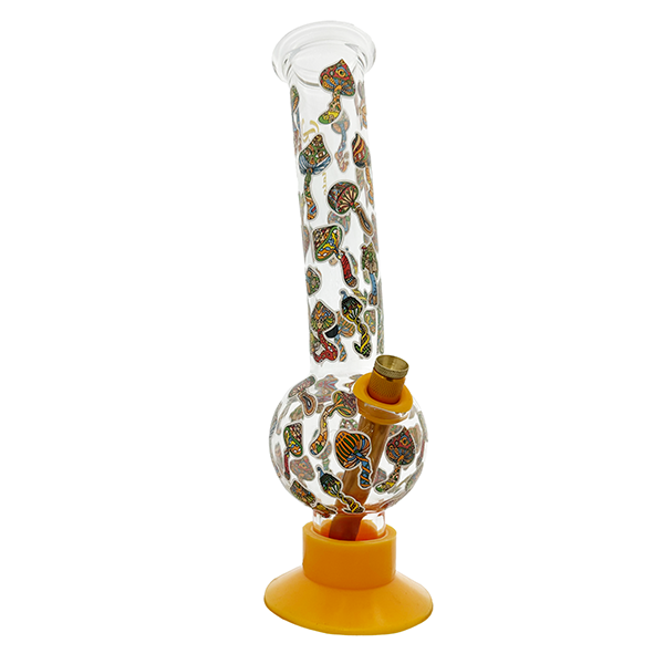 Ultimate Large Billy Mate Psychedelic Mushroom Glass Bong with Silicone Base