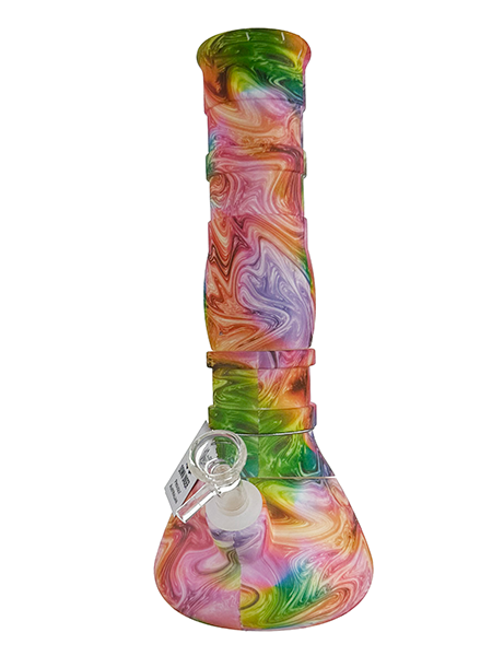 Glow In The Dark Psychedelic Swirl Silicone Beaker Bong