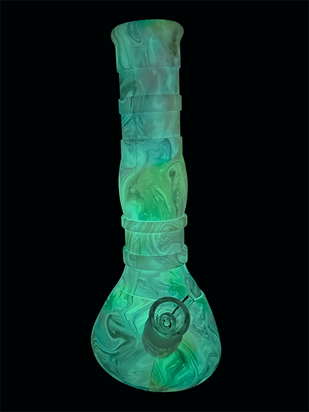 Glow In The Dark Psychedelic Swirl Silicone Beaker Bong
