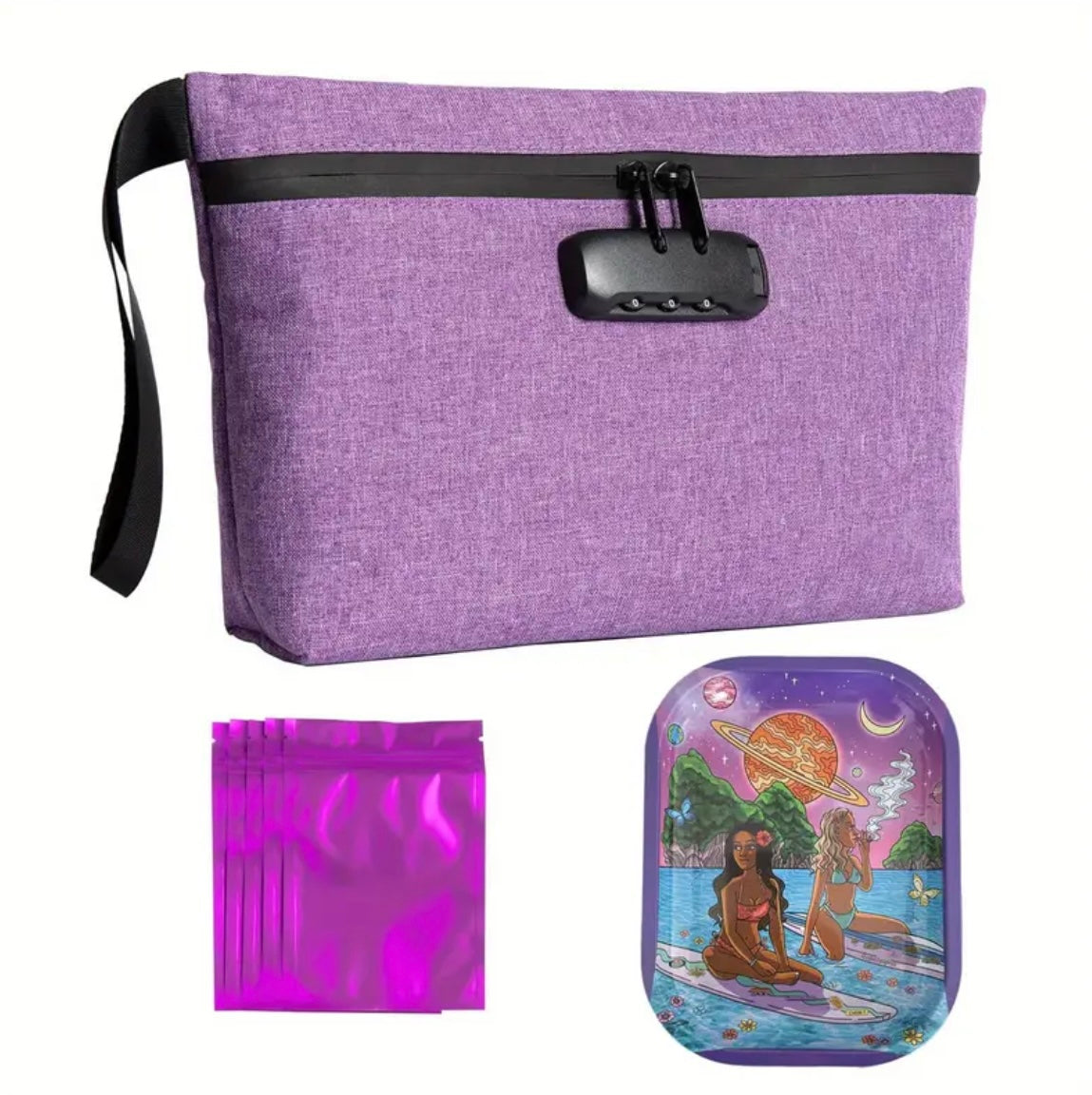 7pce Smell Proof Pouch Set with Lock