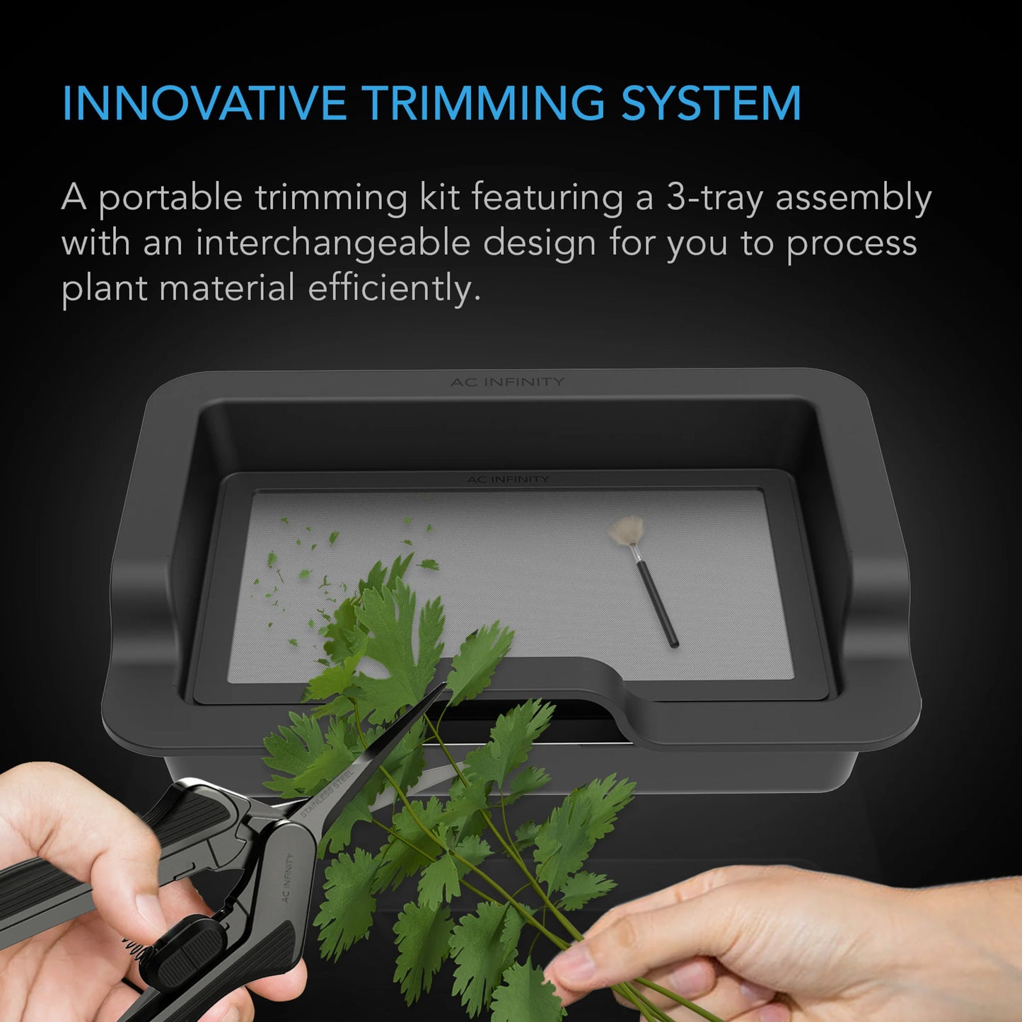 AC Infinity - Large Trim Tray System, 3-Tray & 2-Screen Kit, Interchangeable and Ergonomic Design