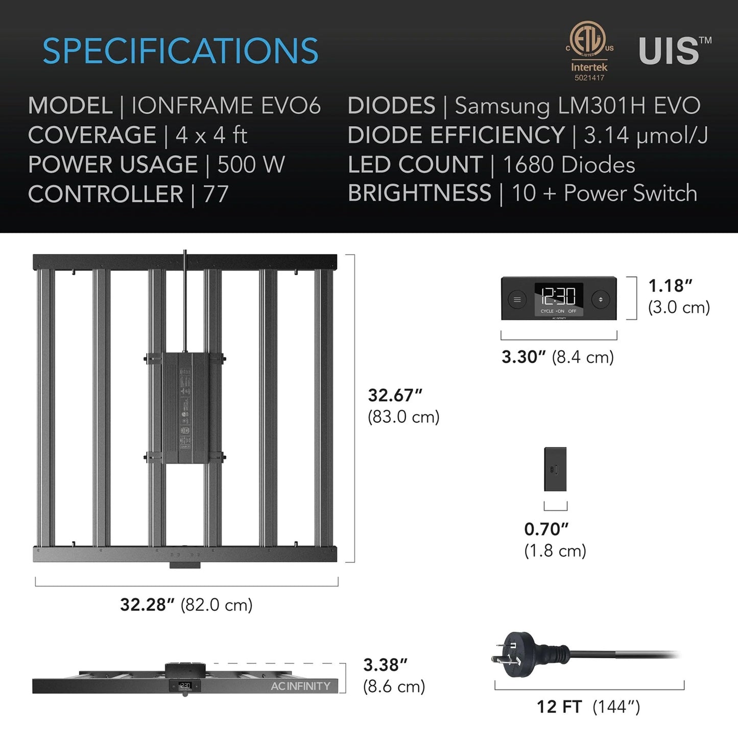 ***SPECIAL ORDER*** AC Infinity - Ionframe EVO6, Samsung LM301H EVO 500 Watt