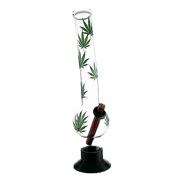 Extra Large Bubble Bonza Bong 35cm – MJ Green Leaf with Metal Stem