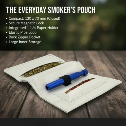 Everyday Smoker’s Pouch with Magnetic Lock - White