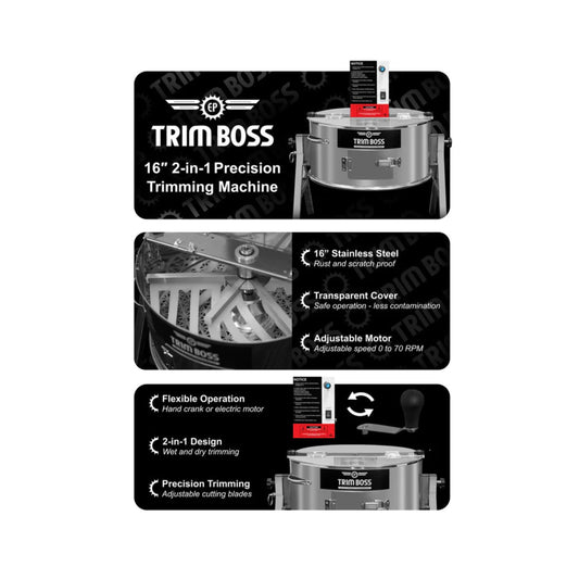 TRIM BOSS 16" 2-in-1 Precision Bud Trimming Machine (Wet or Dry)