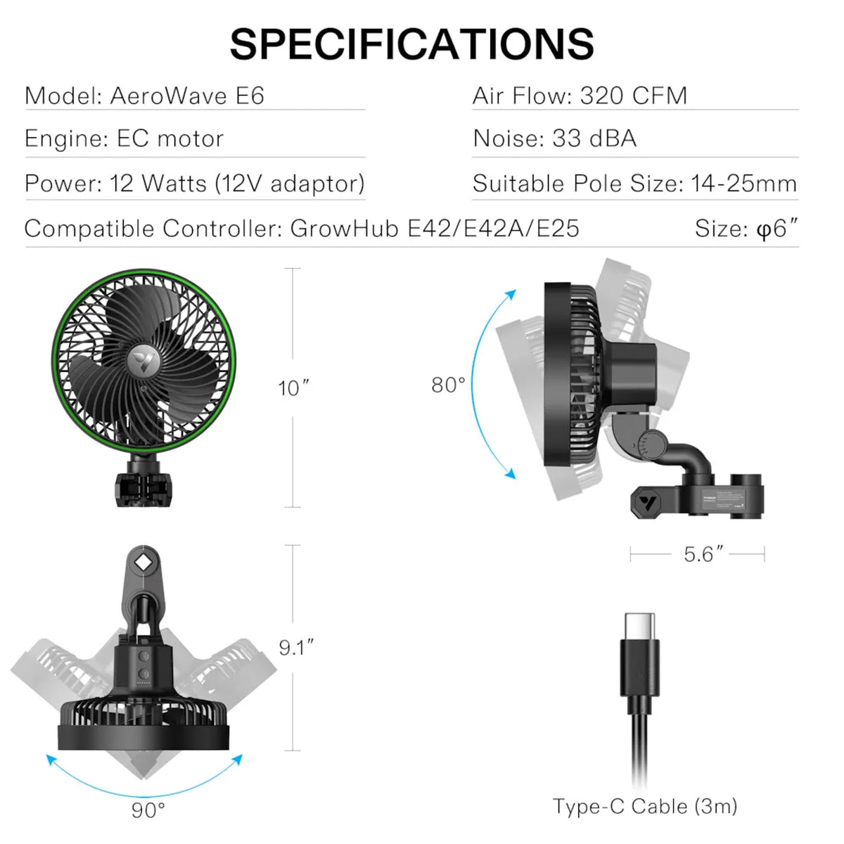 VIVOSUN E6 6″ CLIP ON FAN
