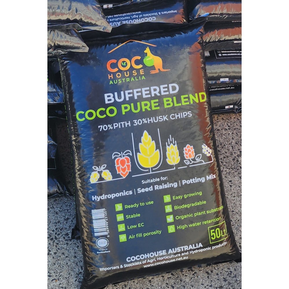 COCO House Buffered Coco Pure Blend Mix 50Lt Bag (70%Pith 30%Husk)
