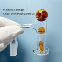 14mm Terp Slurper Beveled Edge Quartz Banger Kit With Glass Marble Set