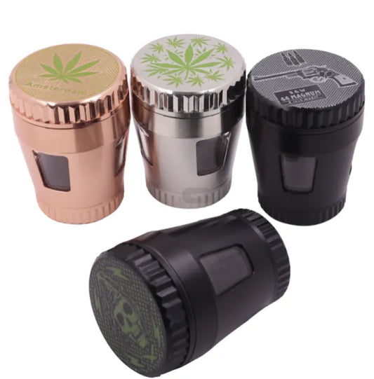 *CLEARANCE* 4 Piece Bucket Herb Grinder 50mm with Two windows