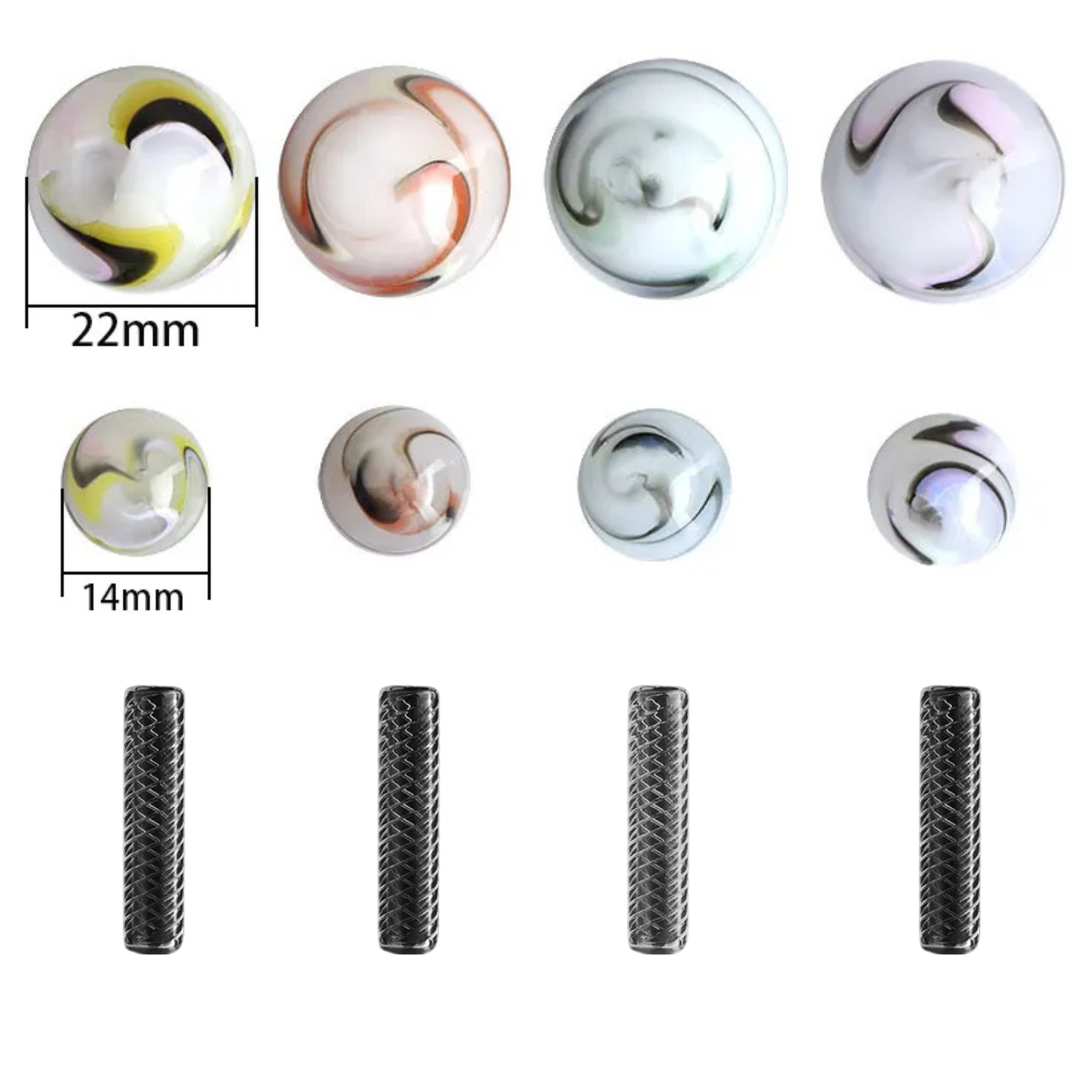 Marble Terp Slurper Set (14mm & 22mm) with Hollow Quartz Pillar