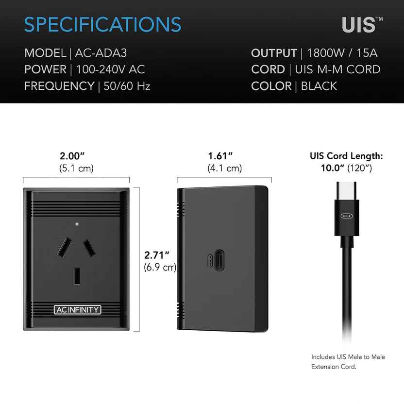 AC Infinity - UIS Control Plug, For Outlet Powered Equipment