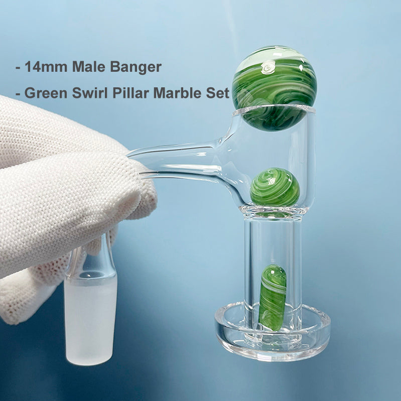 14mm Terp Slurper Beveled Edge Quartz Banger Kit With Glass Marble Set