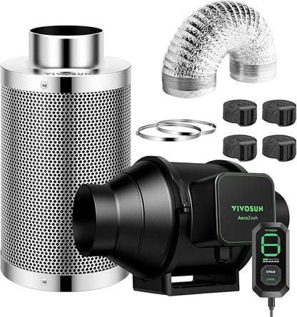 Vivosun Aerozesh S4 Fan, Carbon Filter, Ducting and E42A Wi-Fi Controller Kit