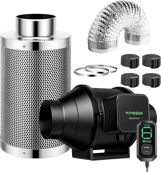 Vivosun Aerozesh S4 Fan, Carbon Filter, Ducting and E42A Wi-Fi Controller Kit