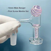 14mm Terp Slurper Beveled Edge Quartz Banger Kit With Glass Marble Set