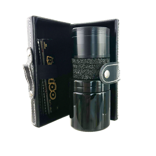 PU Leather Smoking Accessory Case Set – Grinder, UV Jar & Papers