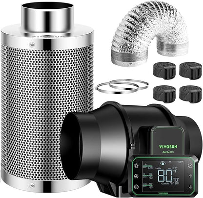 Vivosun Aerozesh S6 Fan, 6 Inch Carbon Filter, Ducting and E42A Wi-Fi Controller Kit
