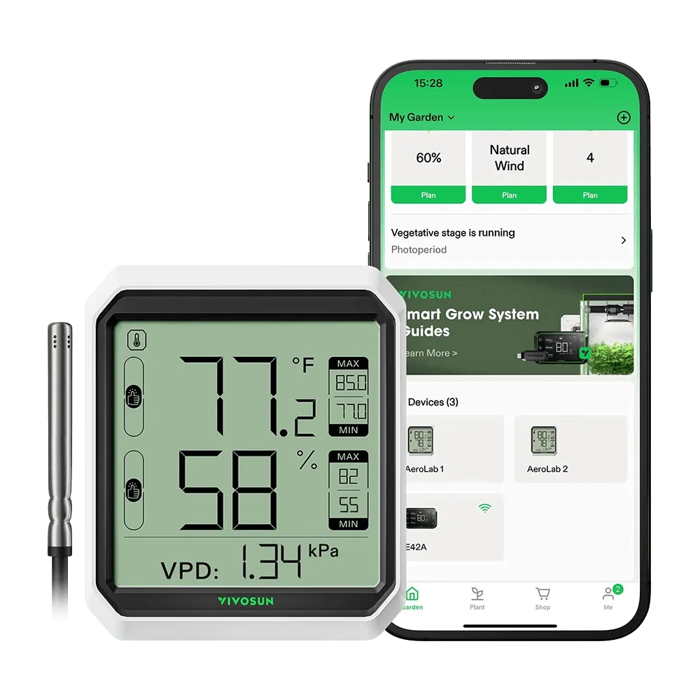 VIVOSUN AEROLAB BLUETOOTH HYGROMETER THERMOMETER AND EXTERNAL SENSOR