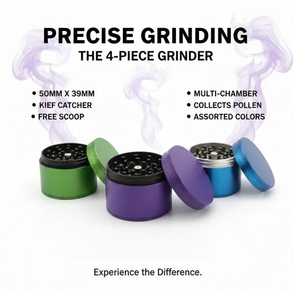 Precise Grinding 4 Piece Herb Grinder 50mm - Purple