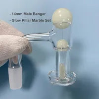 14mm Terp Slurper Beveled Edge Quartz Banger Kit With Glass Marble Set