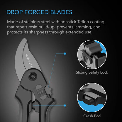 AC Infinity - Stainless Steel Pruning Shear, 8” Bypass Blades