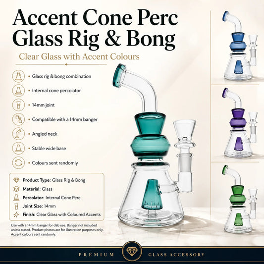 19cm Accent Cone Perc Glass Rig/Bong (Green)
