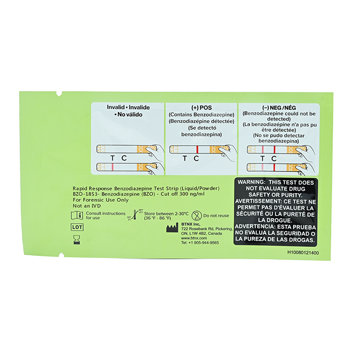 Rapid Response - Benzodiazepine (Benzo’s) Test Strips (Liquid/Powder)