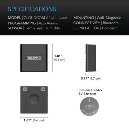 AC Infinity - Cloudcom A2, Mini Smart Thermo-Hygrometer