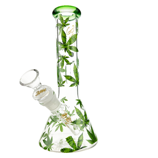 Marijuana Leaf Glass Beaker Waterpipe – 23cm