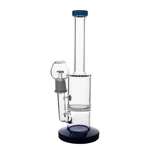 Straight Honeycomb Nail Glass Waterpipe 26cm (Yellow)