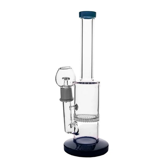 Straight Honeycomb Nail Glass Waterpipe 26cm (Yellow)