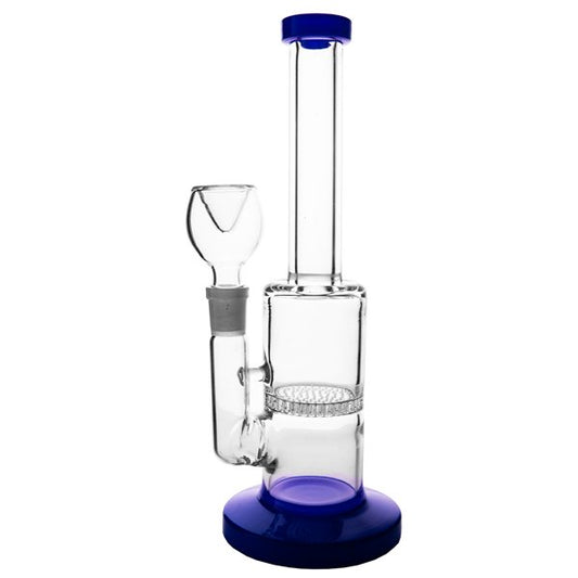 Straight Honeycomb Herb Glass Waterpipe – 26cm (Purple)