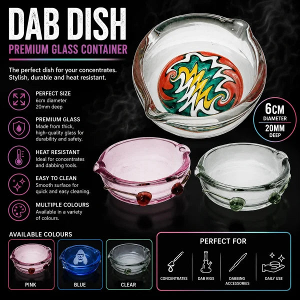 Glass Dab Dish 6cm – Assorted Colours