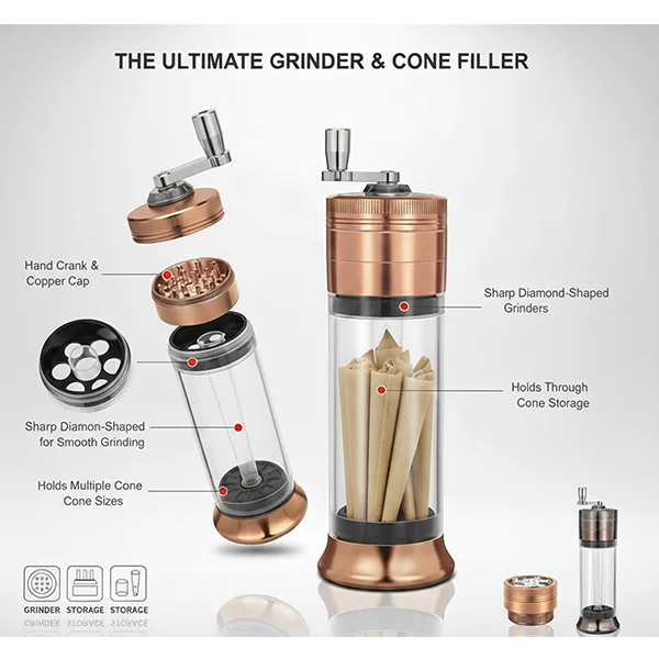 All-in-One Grinder Cone Filler with Storage Tube