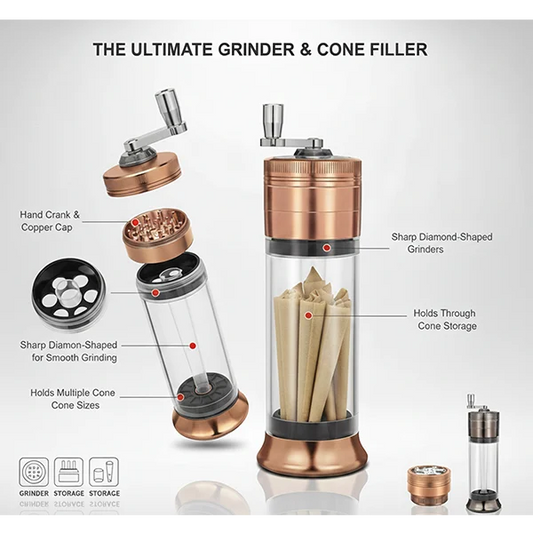 All-in-One Grinder Cone Filler with Storage Tube