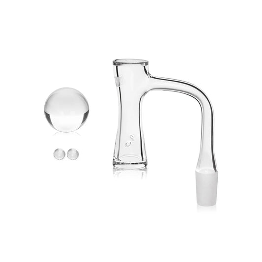 Full weld Hourglass Auto-Spinner Beveled Edge Quartz Banger With Glass Marble & Terp Pearls