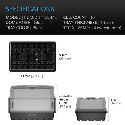 Humidity Dome, Propagation Kit with Height extension incl, 5x8 Cell Tray