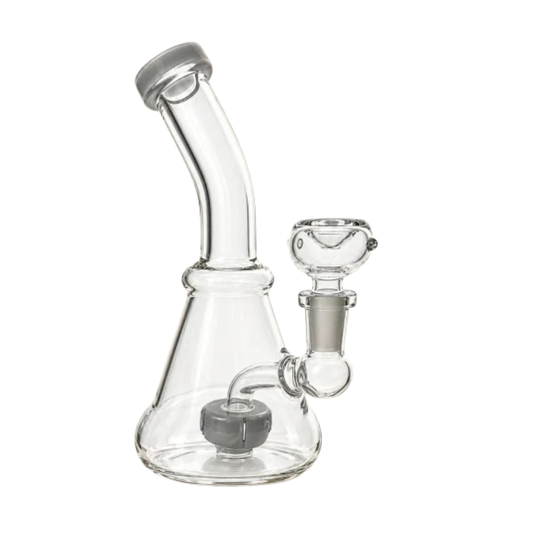 Mini Bent Neck Glass Bong 16cm with Showerhead Perc