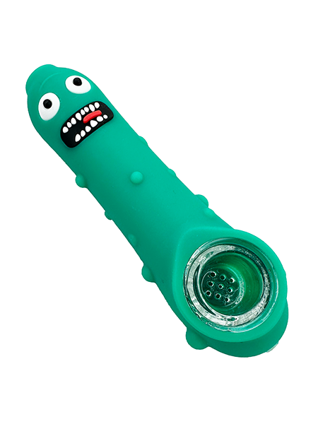 Pickle Rick Silicone Pipe with Glass Cone