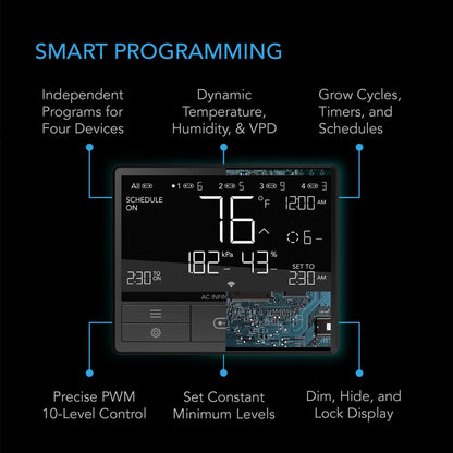 AC Infinity - Controller 69 Pro WIFI / Bluetooth, Independent Programs for Four Devices, Dynamic VPD, Temp, Humidity, Scheduling, Cycles, Levels, Data App.