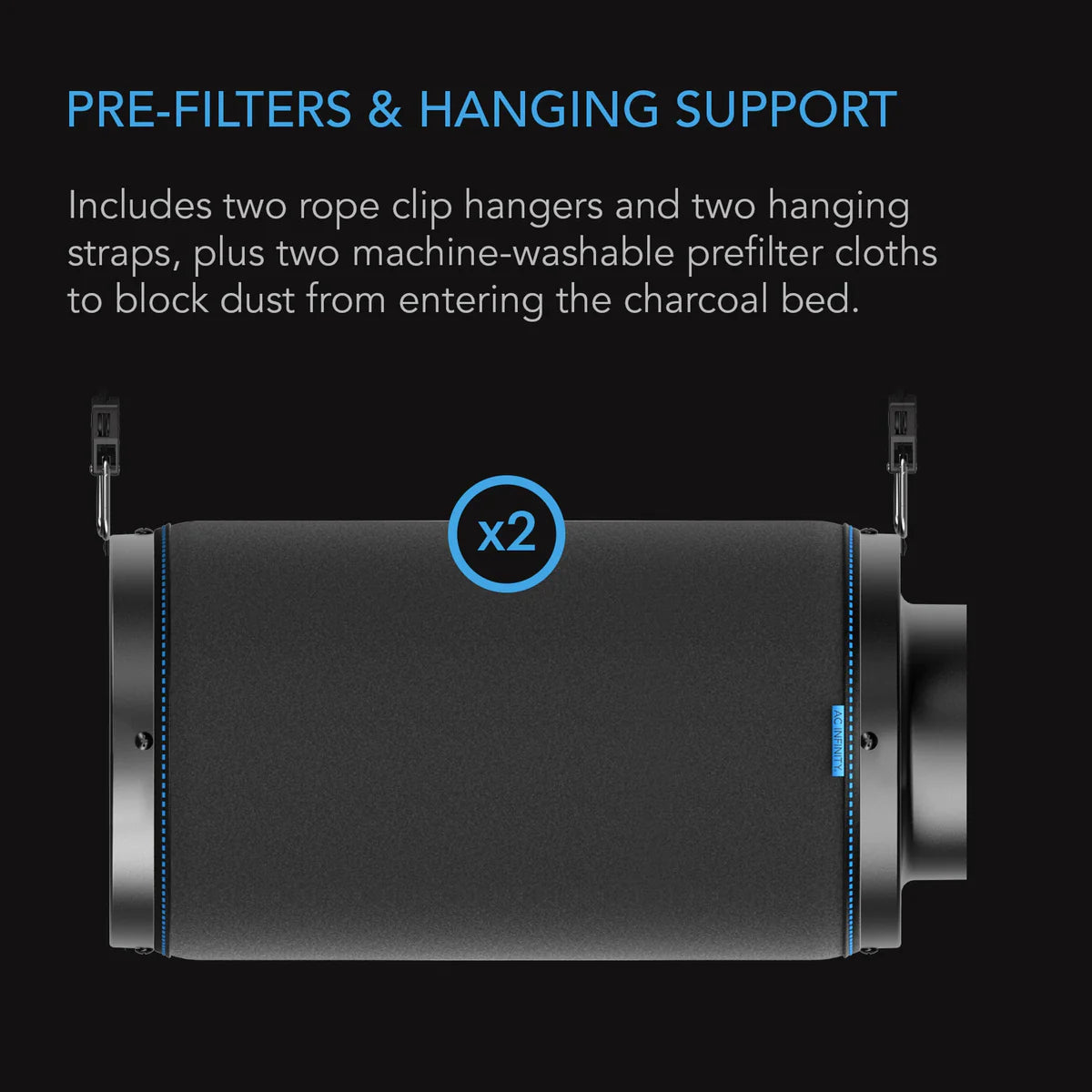 AC Infinity - Duct Carbon Filter, Australian Charcoal, 10 Inch - 250 MM