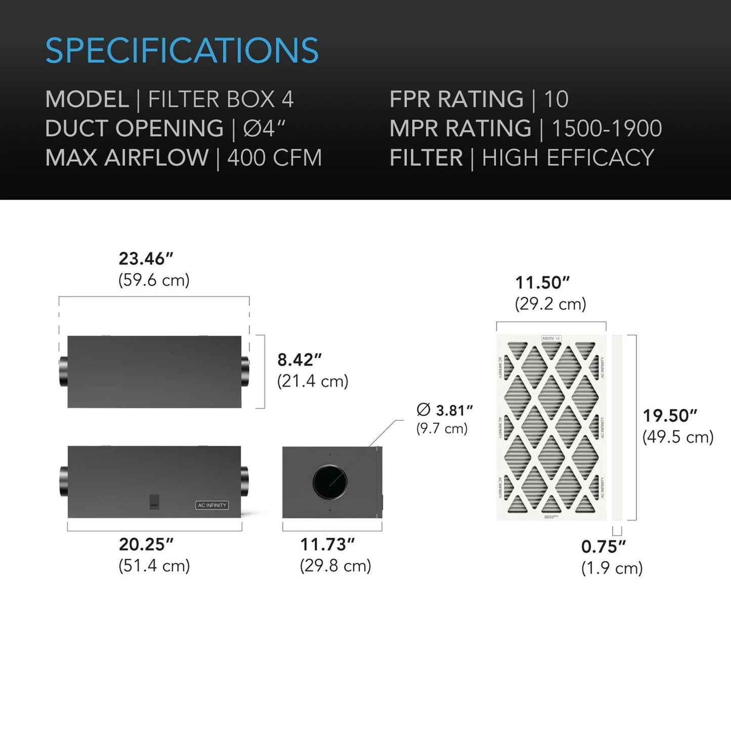 AC Infinity - Air Filter box with high efficacy filter