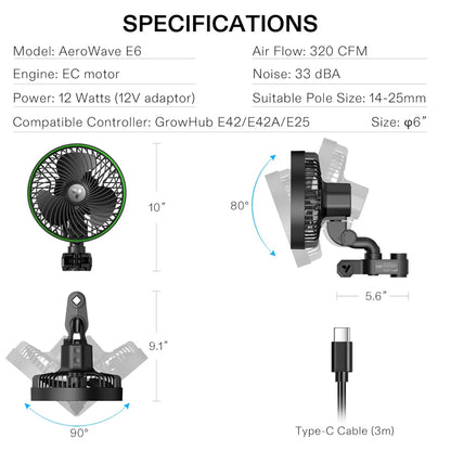 VIVOSUN E6 6″ CLIP ON FAN