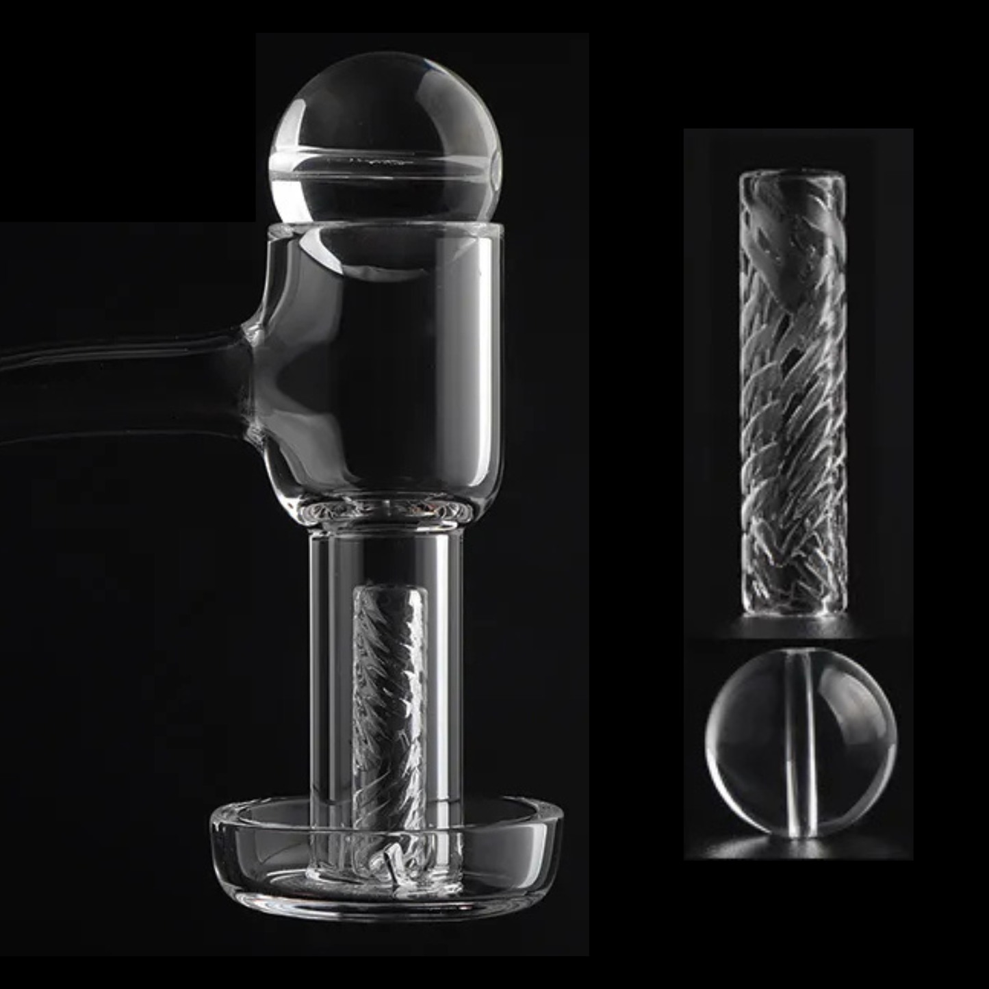 Glass Bubble Carb Cap & Solid Quartz Pillars 20mm